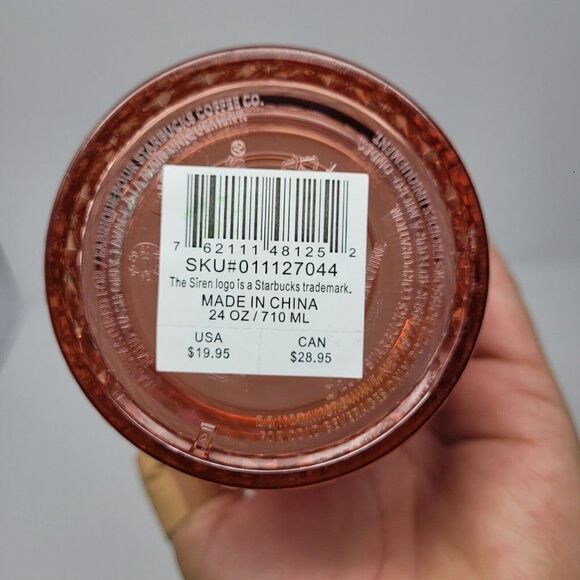 New Starbucks 2022 Winter Holiday Jeweled Stud 24oz Tumbler Cold Cup Rose Gold - Picture 7 of 8